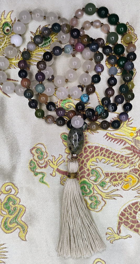 Mala tiberano 108 pietre -  IV, V, VI, VII Chakra e Protezione.